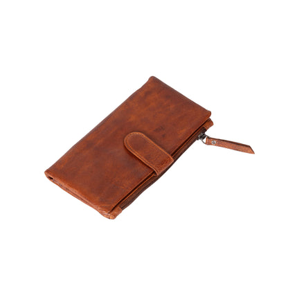 Brown leather wallet on a white background