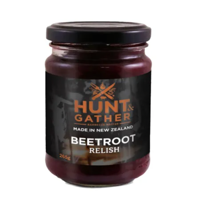 Jar of Hunt & Gather Beetroot Relish on a white background