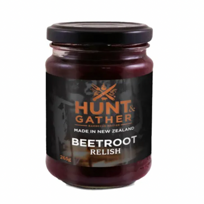 Jar of Hunt & Gather Beetroot Relish on a white background