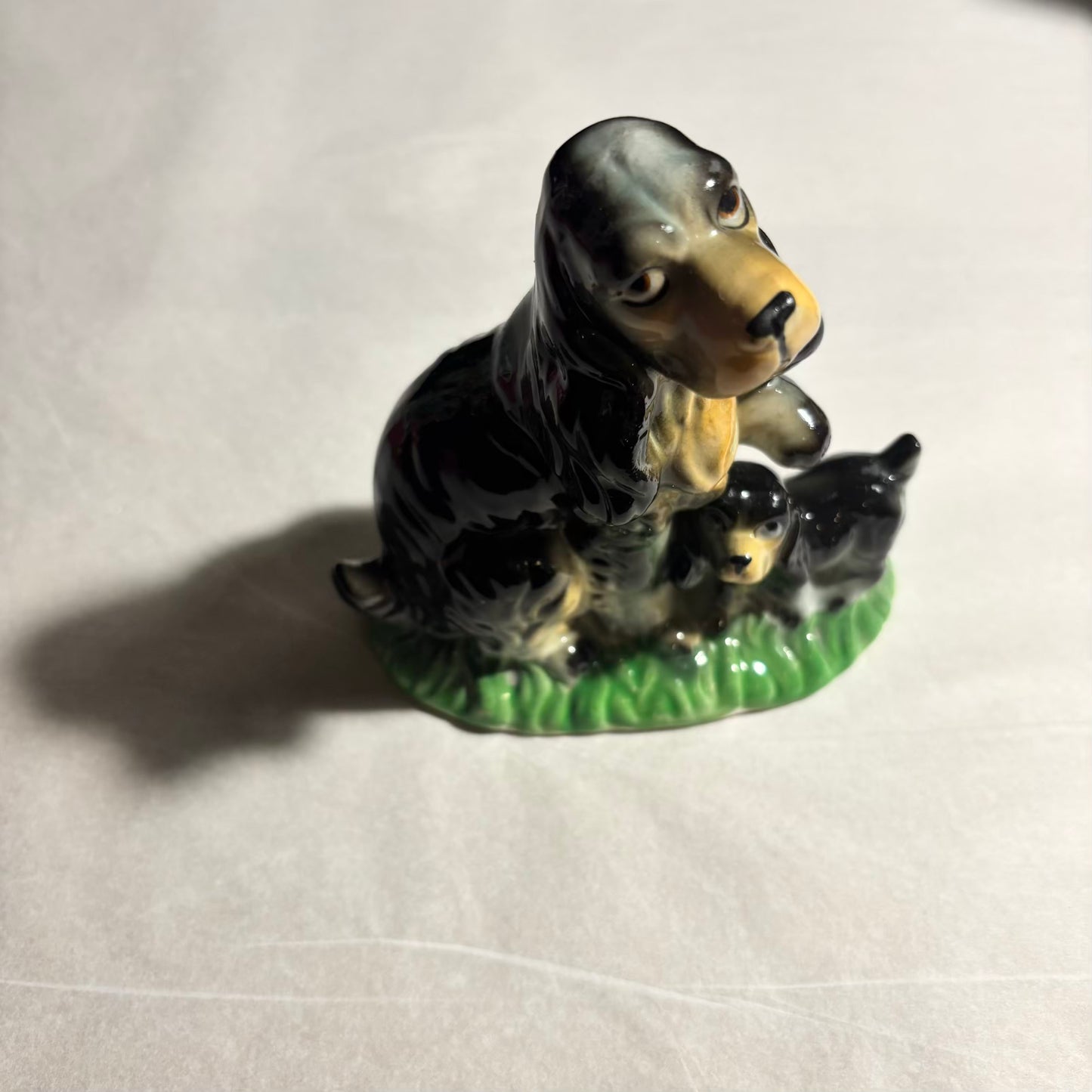 Vintage Cocker Spaniel with a Puppy Figurine
