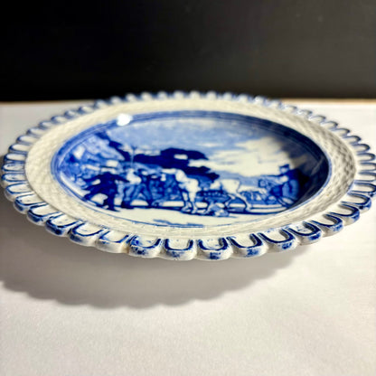Vintage Blue & White Plate - Doctor Syntax Sells Grizzle'