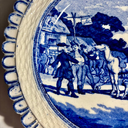 Vintage Blue & White Plate - Doctor Syntax Sells Grizzle'