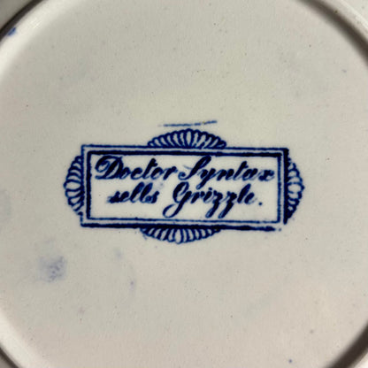 Vintage Blue & White Plate - Doctor Syntax Sells Grizzle'