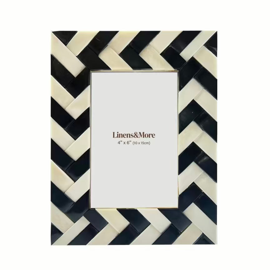 Braided Black & White Bone & Resin Frame - various sizes