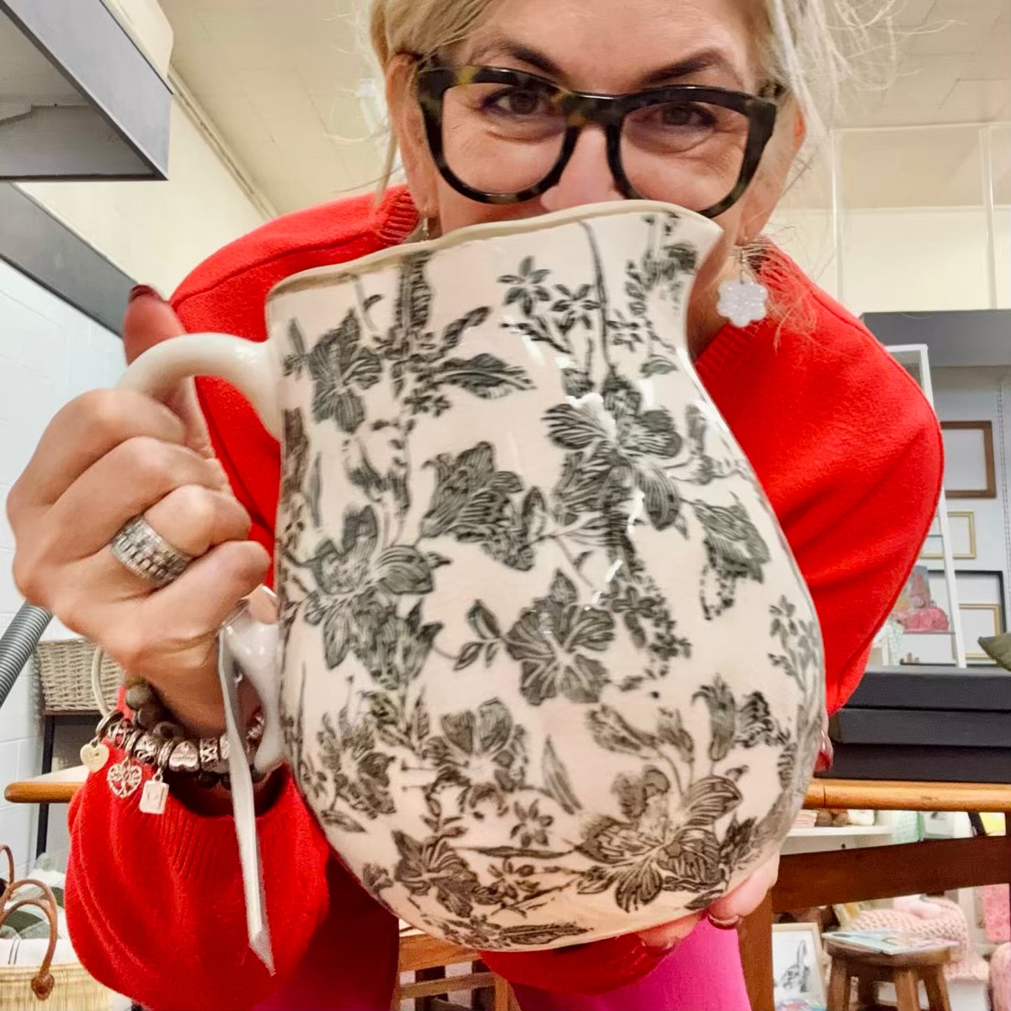 Black Floral Jug