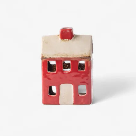 French Country | Alsace Petite Tea Light Chalet - Red/Cream