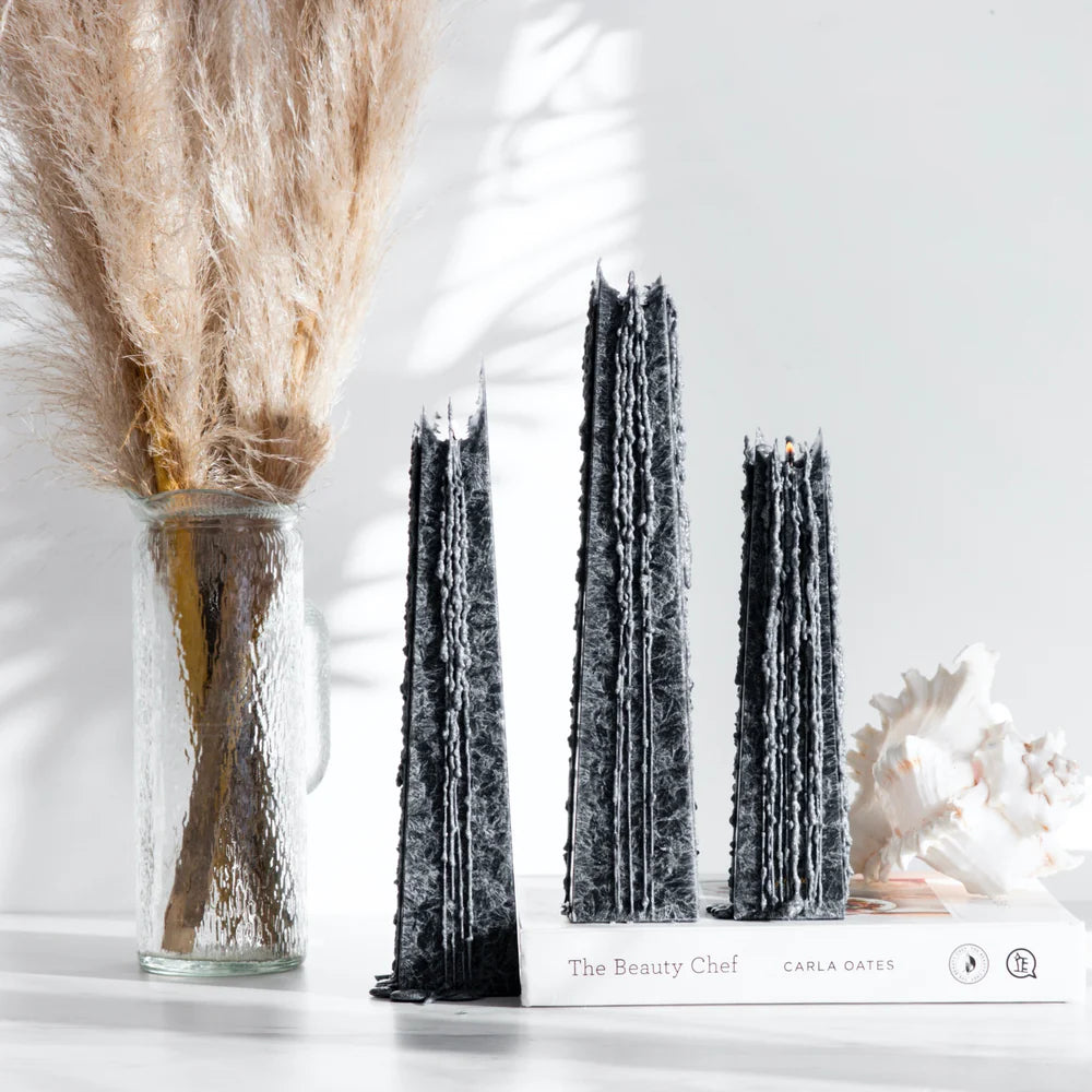 Living Light Candles | Sandalwood - Black - Icicle Candles