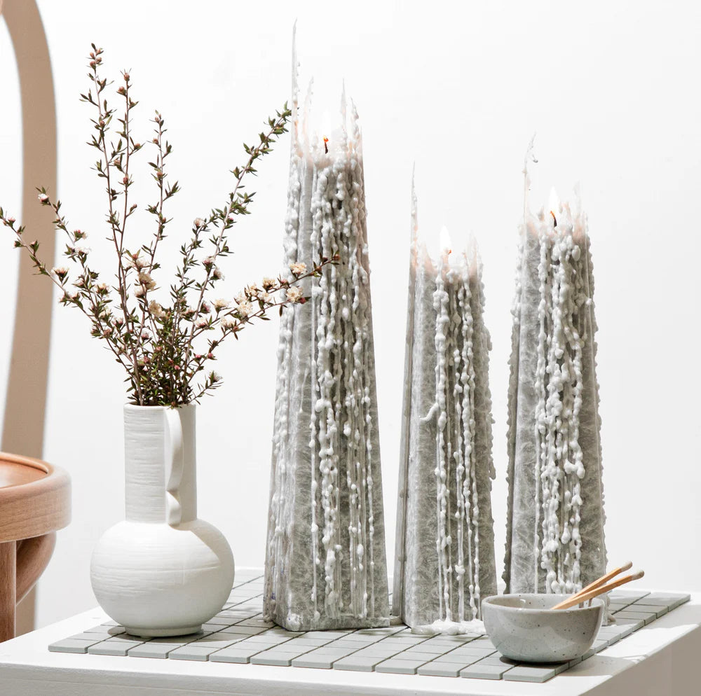 Living Light Candles | Black Iris - Grey - Icicle Candles