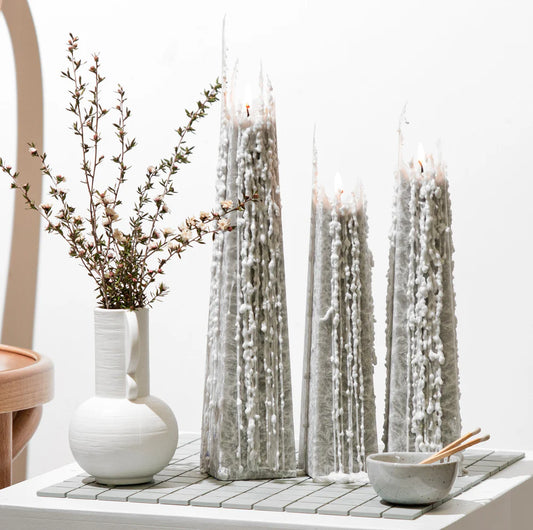 Living Light Candles | Black Iris - Grey - Icicle Candles