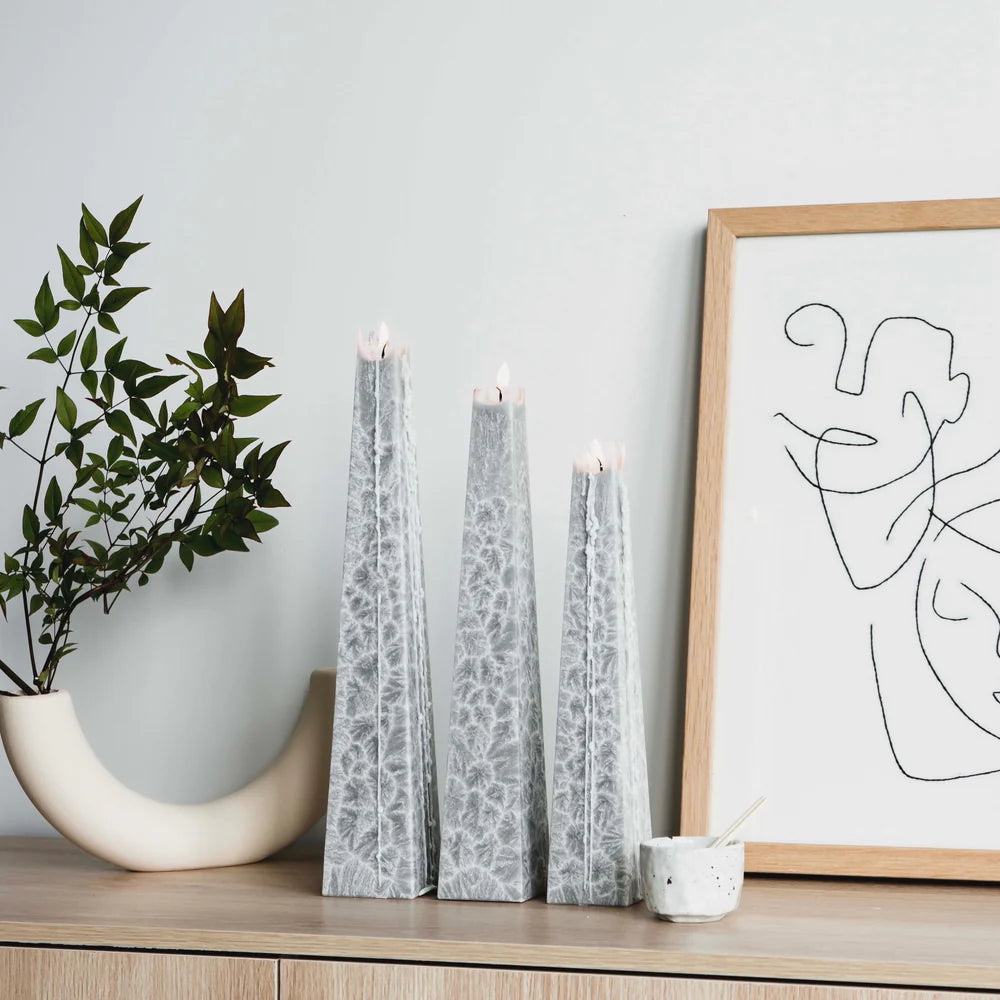 Living Light Candles | Black Iris - Grey - Icicle Candles