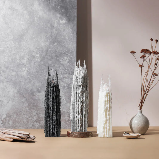 Living Light Candles | Sandalwood - Black - Icicle Candles