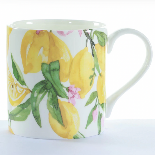Mug with lemon design on a white background