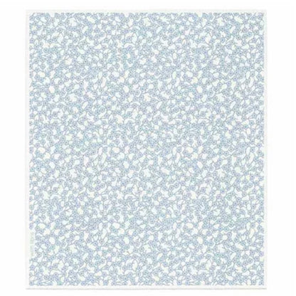 A square textile or fabric sample with a dense small-scale floral pattern in light blue and white, shown flat against a white background.