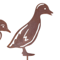 Three metal duck yard stakes shaped like ducks in profile, shown on a plain white background.
