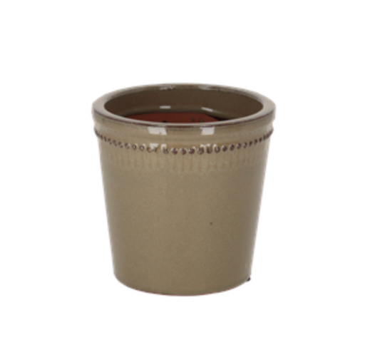Flower Pot Glazed Taupe