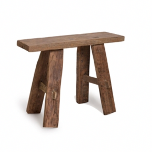 Wooden bench with a rustic design on a white background