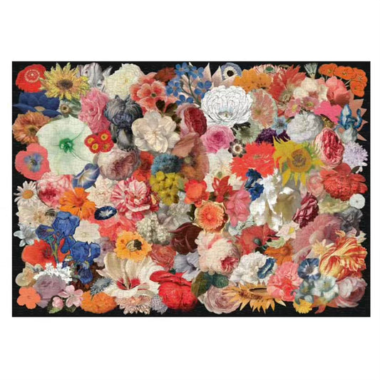 Colorful floral arrangement on a black background