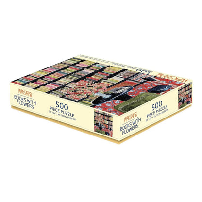 Puzzle box with 'Books with Flowers' design on a white background