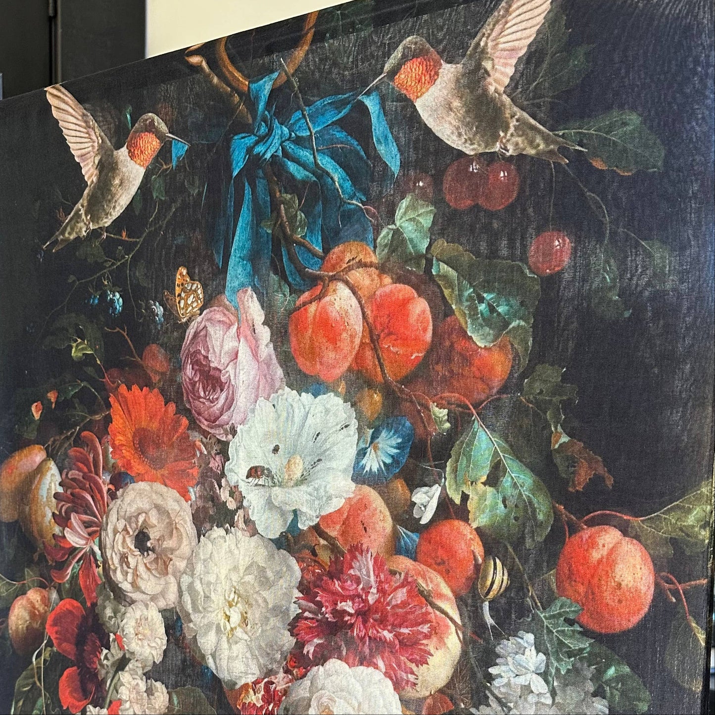 Decorative screen with floral design and birds