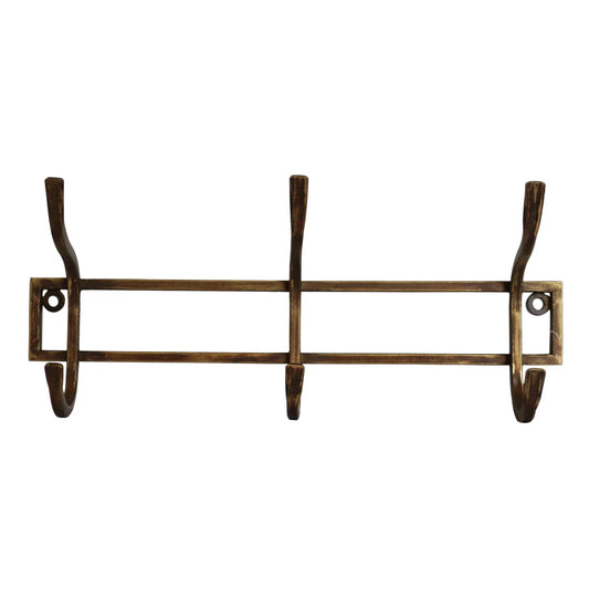 Iron 3 Hook Rack in Antique Brass Finish