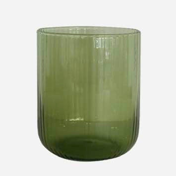 Green glass vase on a white background