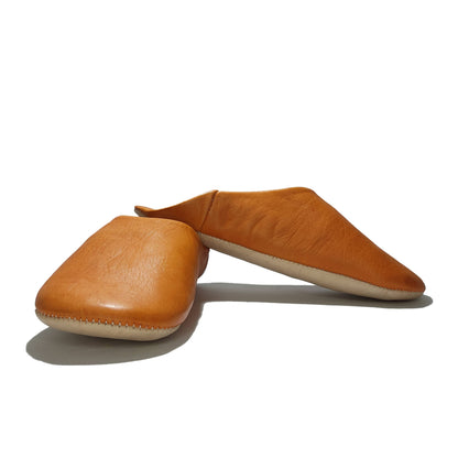 Women's Moroccan Babouche Slippers Handmade from Soft Organic Leather - Caramel