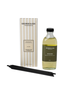 George & Edi diffuser set with bottle and packaging on a white background