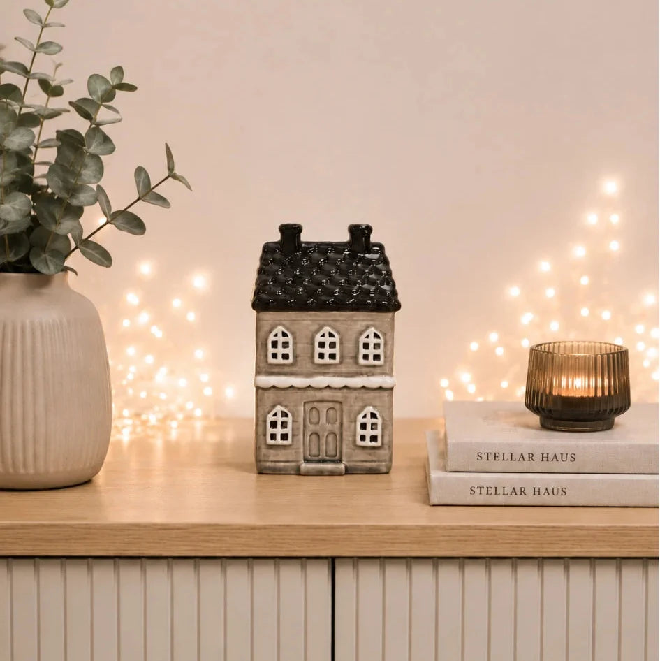Stellar Haus | Porecelain Tealight House - Stone Manor